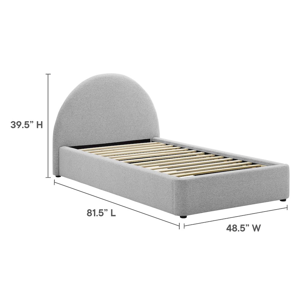 Resort Upholstered Fabric Arched Round Twin Platform Bed. Picture 2