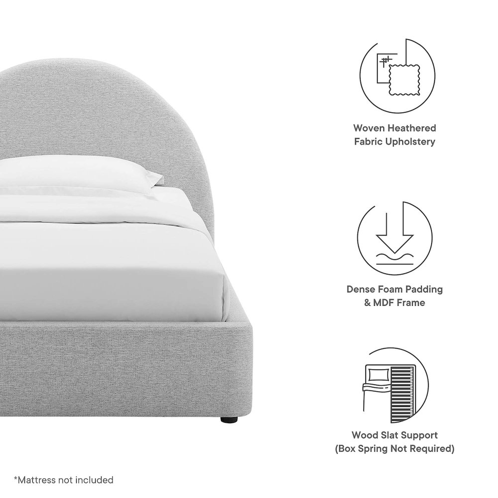 Resort Upholstered Fabric Arched Round Twin Platform Bed. Picture 3