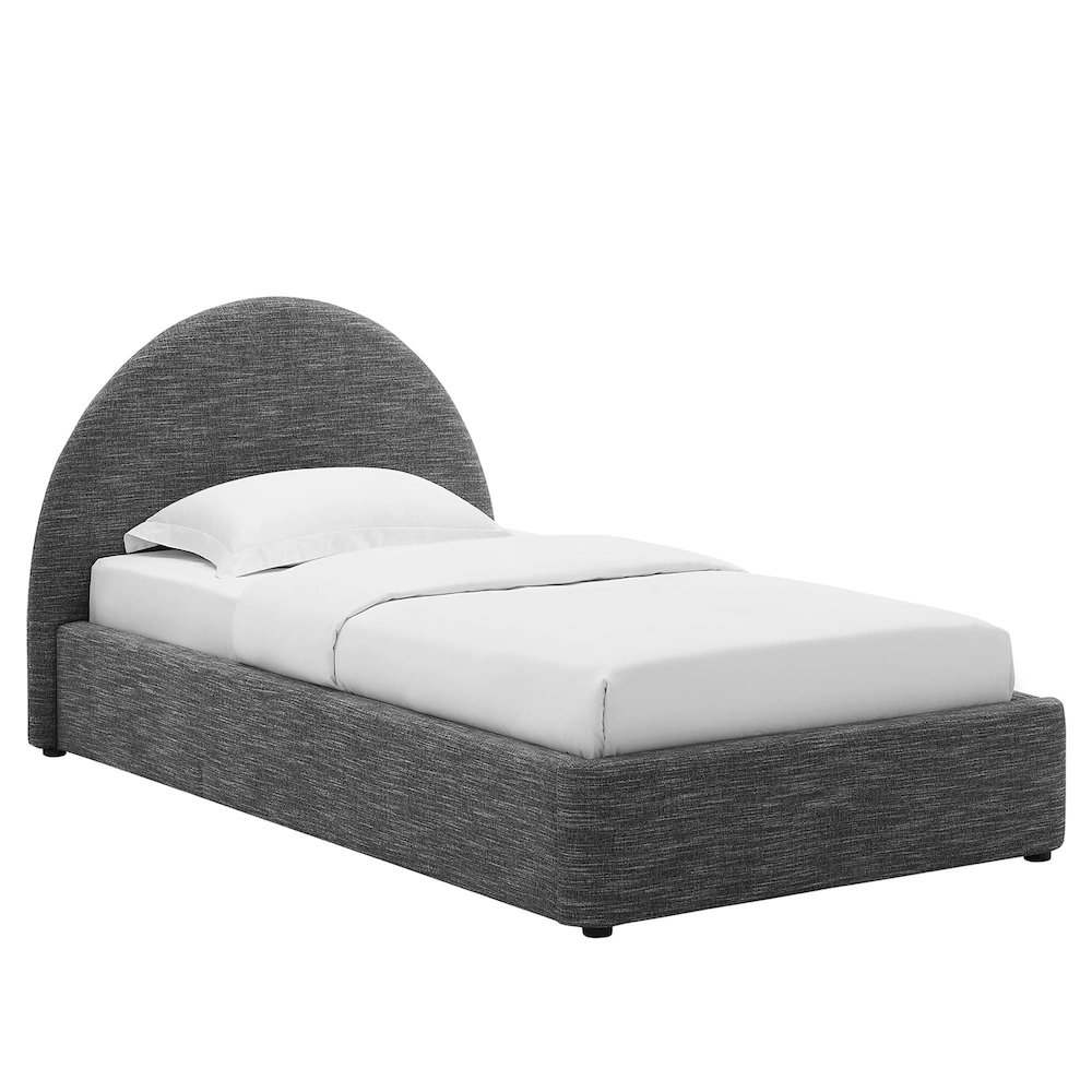 Resort Upholstered Fabric Arched Round Twin Platform Bed. Picture 1