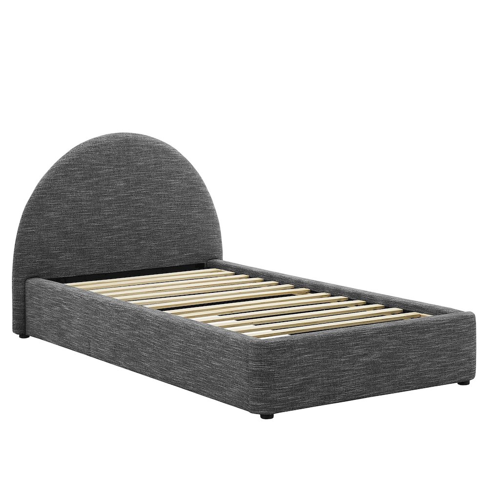 Resort Upholstered Fabric Arched Round Twin Platform Bed. Picture 4