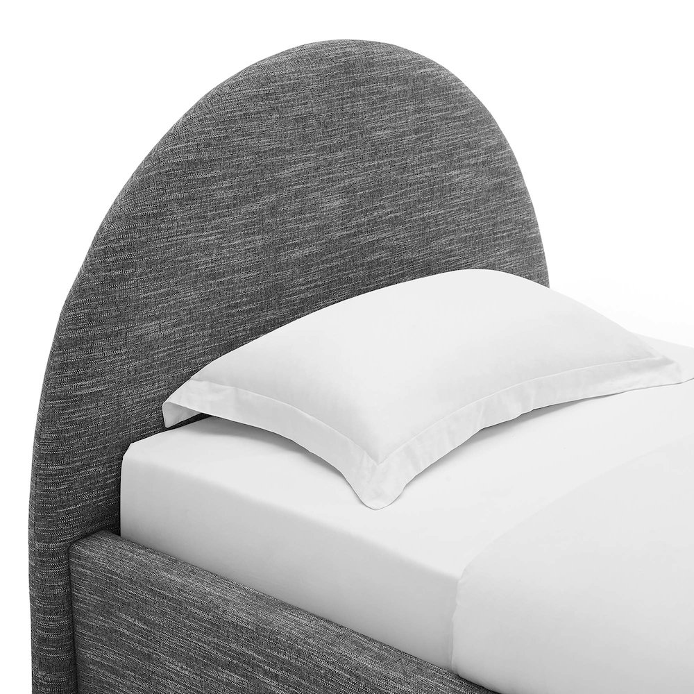 Resort Upholstered Fabric Arched Round Twin Platform Bed. Picture 7
