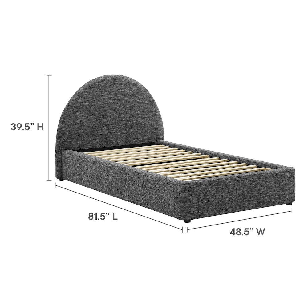 Resort Upholstered Fabric Arched Round Twin Platform Bed. Picture 2