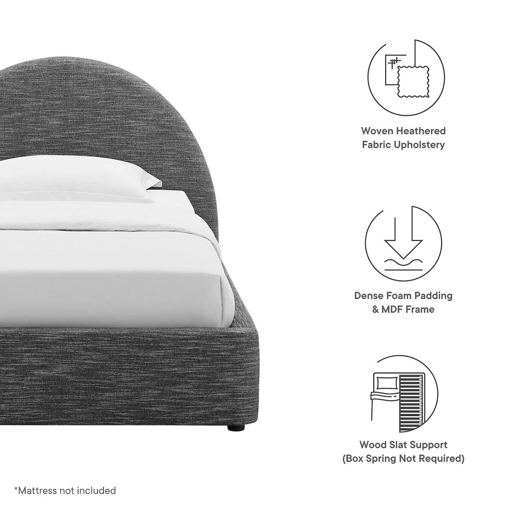 Resort Upholstered Fabric Arched Round Twin Platform Bed. Picture 3