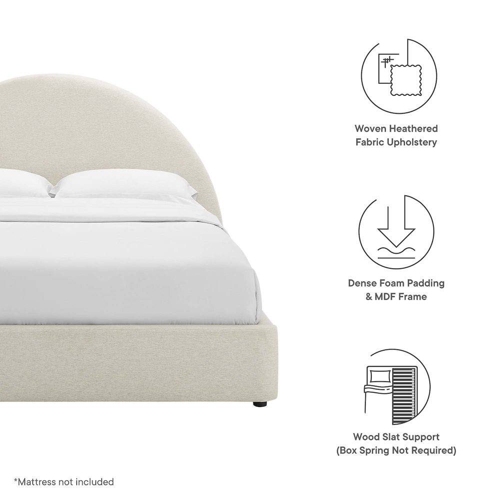 Resort Upholstered Fabric Arched Round Full Platform Bed. Picture 3