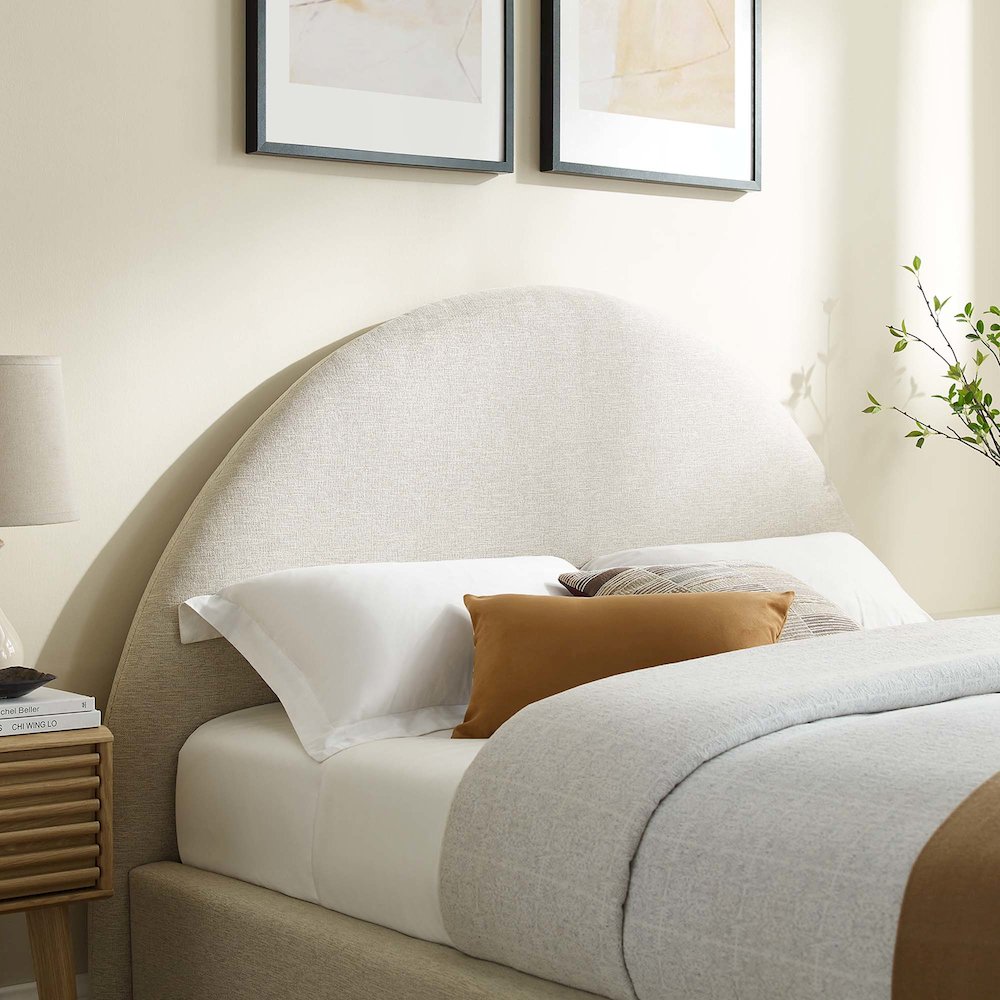 Resort Upholstered Fabric Arched Round Full Platform Bed. Picture 9