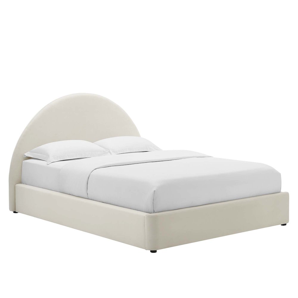 Resort Performance Velvet Arched Round Full Platform Bed. Picture 1