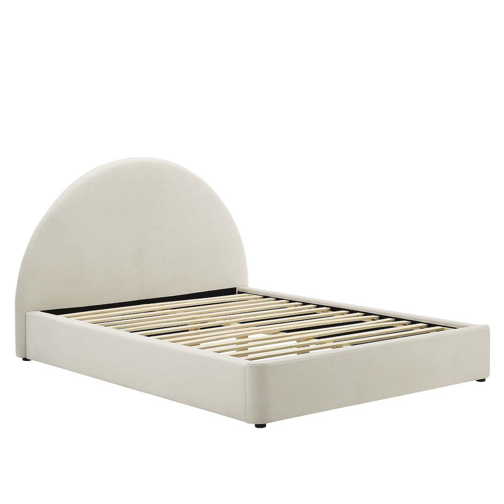 Resort Performance Velvet Arched Round Full Platform Bed. Picture 4
