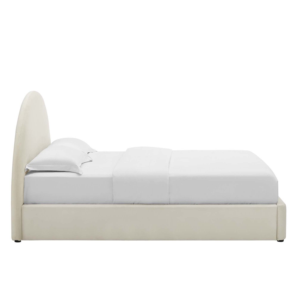 Resort Performance Velvet Arched Round Full Platform Bed. Picture 5