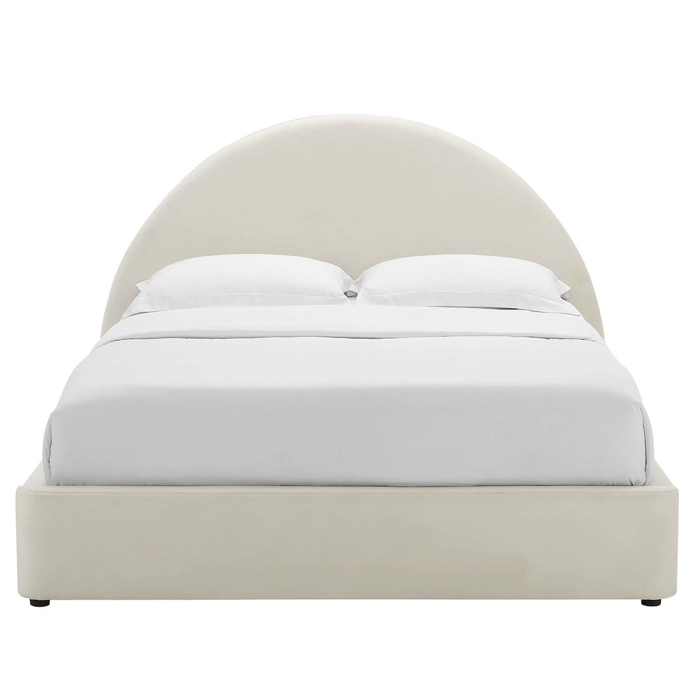 Resort Performance Velvet Arched Round Full Platform Bed. Picture 6