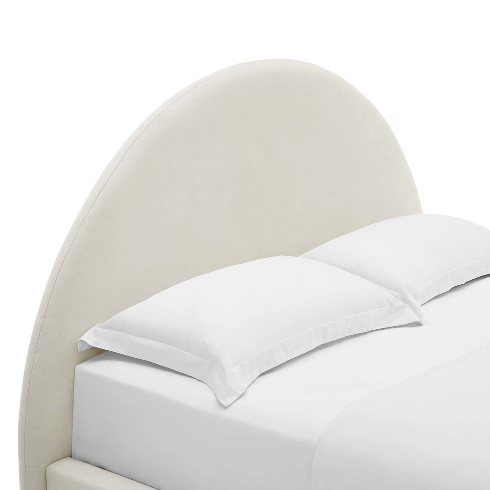 Resort Performance Velvet Arched Round Full Platform Bed. Picture 7