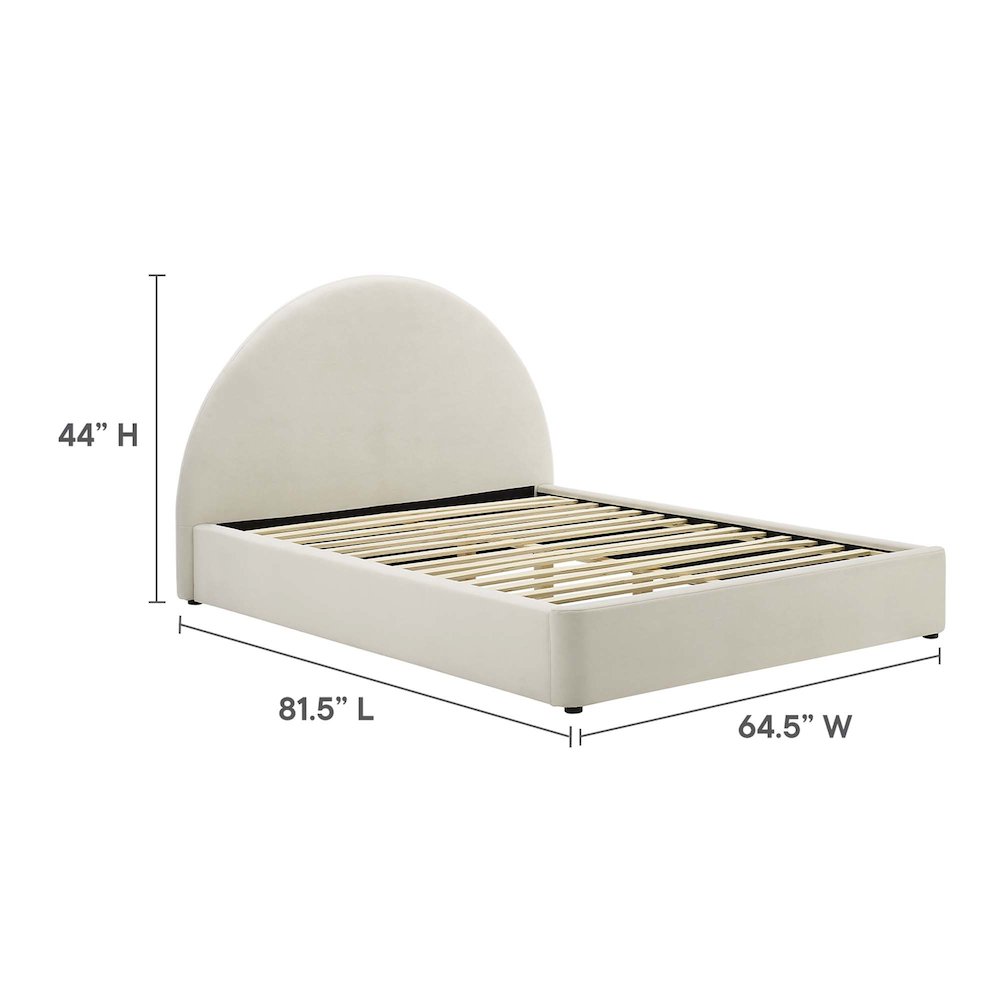 Resort Performance Velvet Arched Round Full Platform Bed. Picture 2