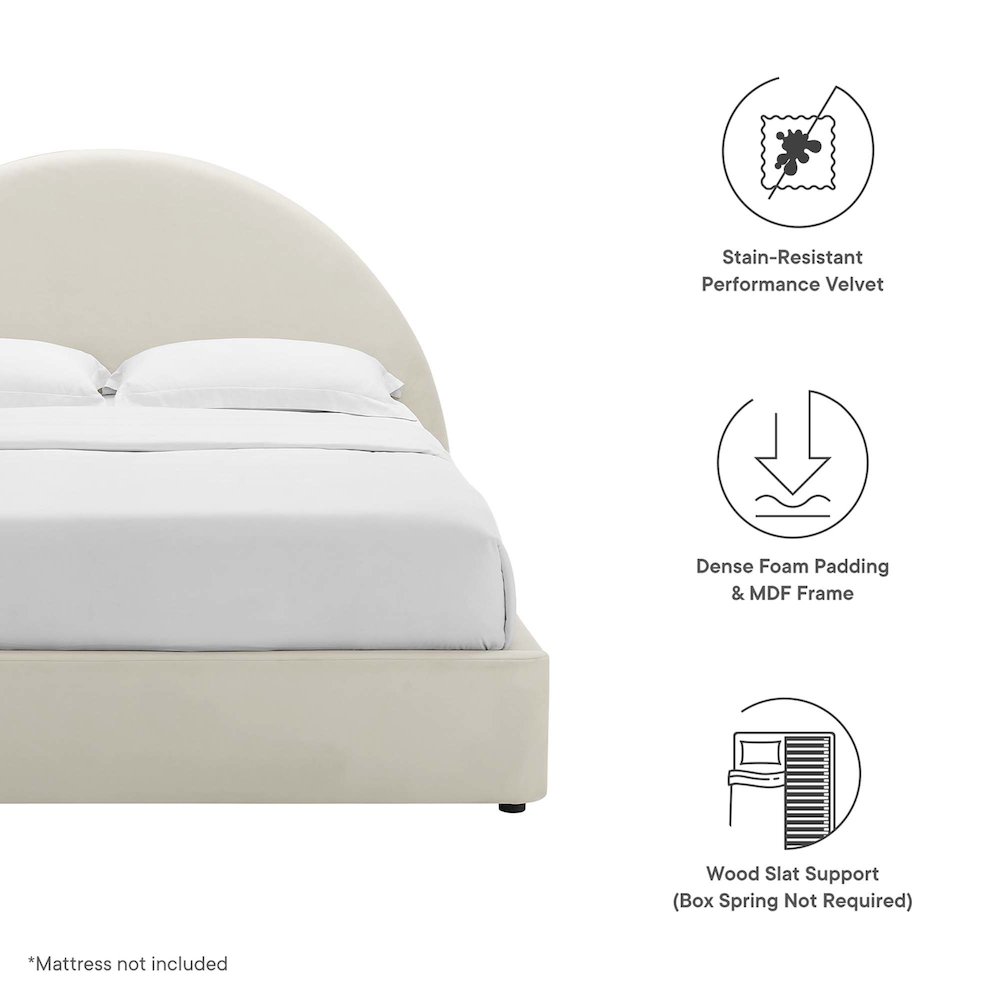 Resort Performance Velvet Arched Round Full Platform Bed. Picture 3
