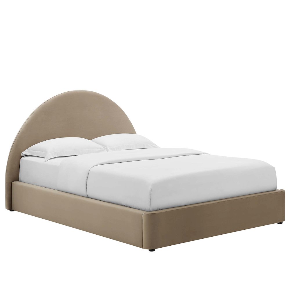 Resort Performance Velvet Arched Round Full Platform Bed. Picture 1
