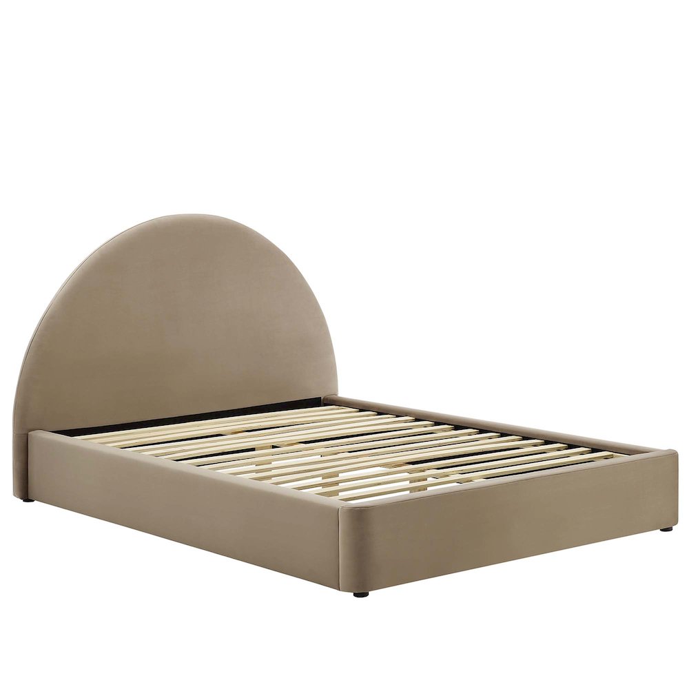 Resort Performance Velvet Arched Round Full Platform Bed. Picture 4