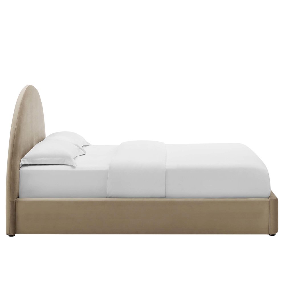 Resort Performance Velvet Arched Round Full Platform Bed. Picture 5