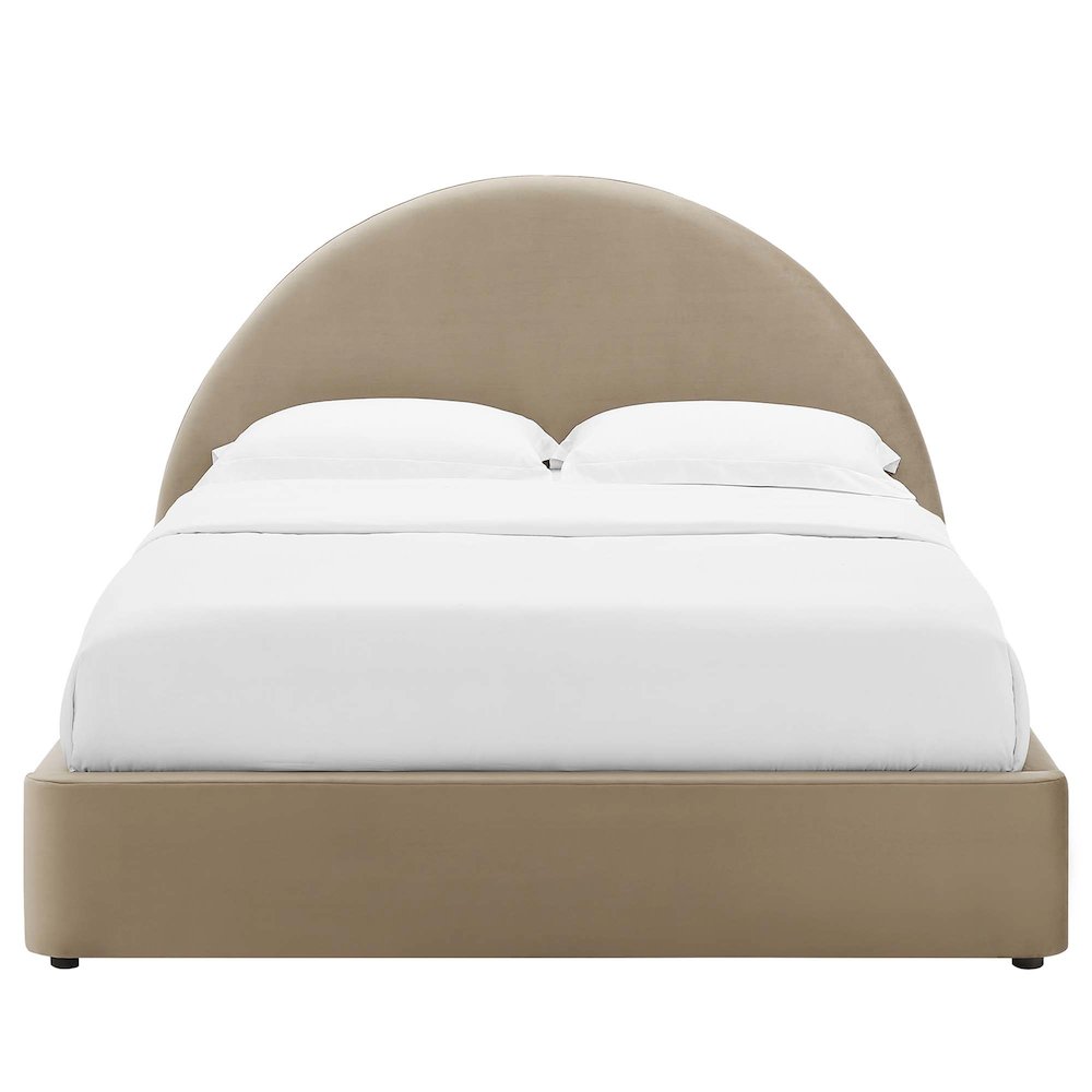 Resort Performance Velvet Arched Round Full Platform Bed. Picture 6