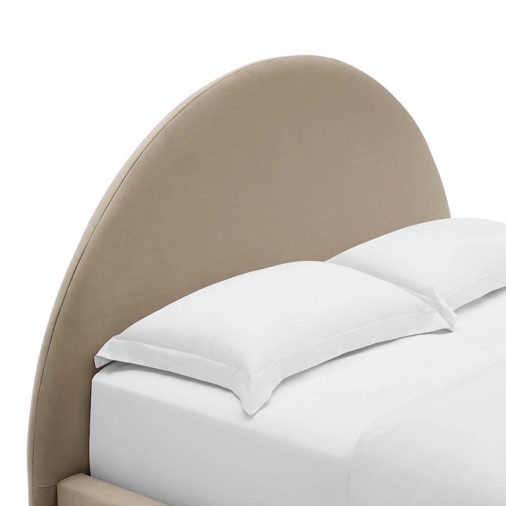 Resort Performance Velvet Arched Round Full Platform Bed. Picture 7