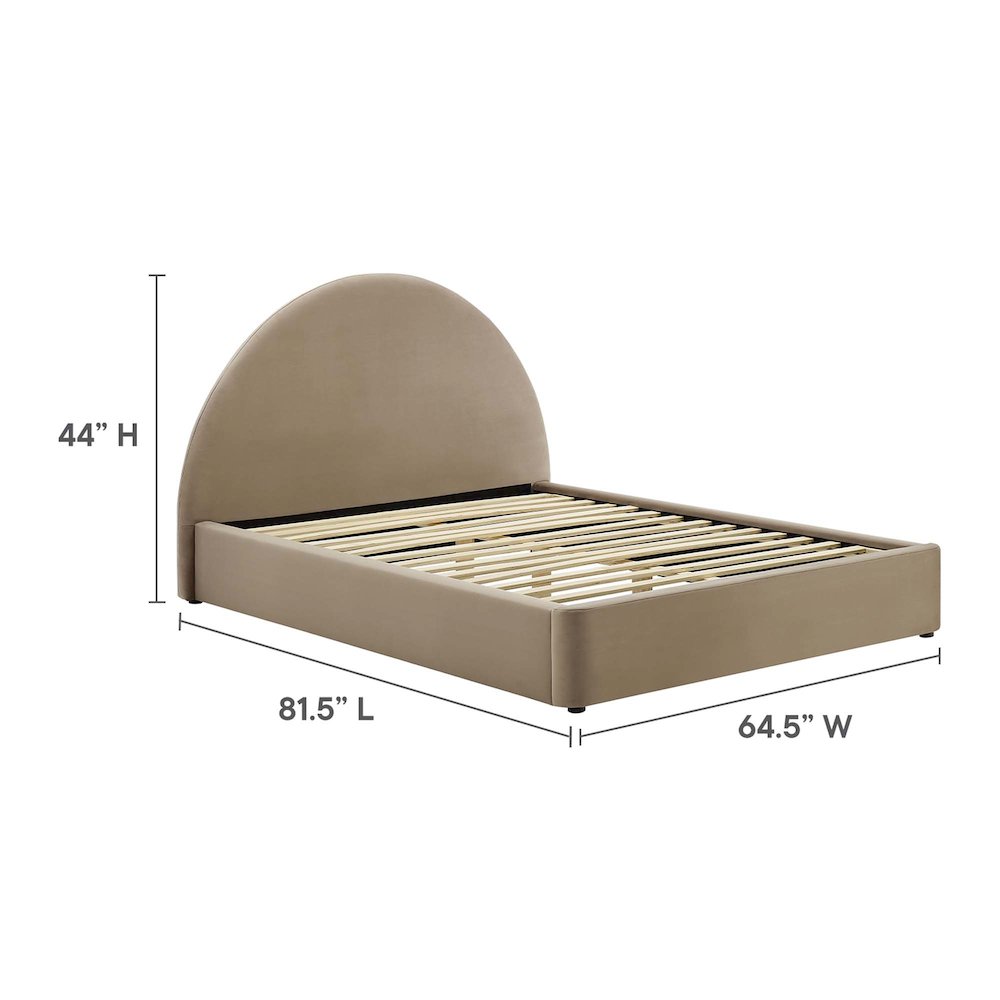 Resort Performance Velvet Arched Round Full Platform Bed. Picture 2