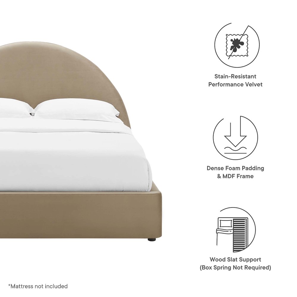 Resort Performance Velvet Arched Round Full Platform Bed. Picture 3