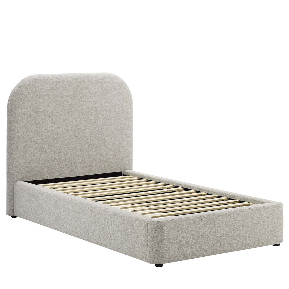 Keynote Upholstered Fabric Curved Twin Platform Bed. Picture 4