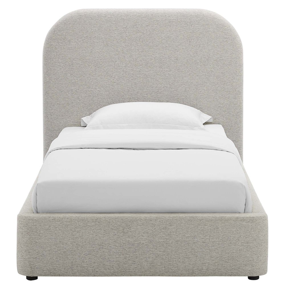 Keynote Upholstered Fabric Curved Twin Platform Bed. Picture 6
