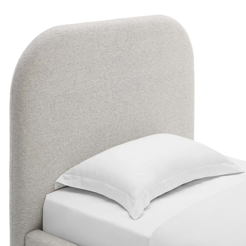 Keynote Upholstered Fabric Curved Twin Platform Bed. Picture 7
