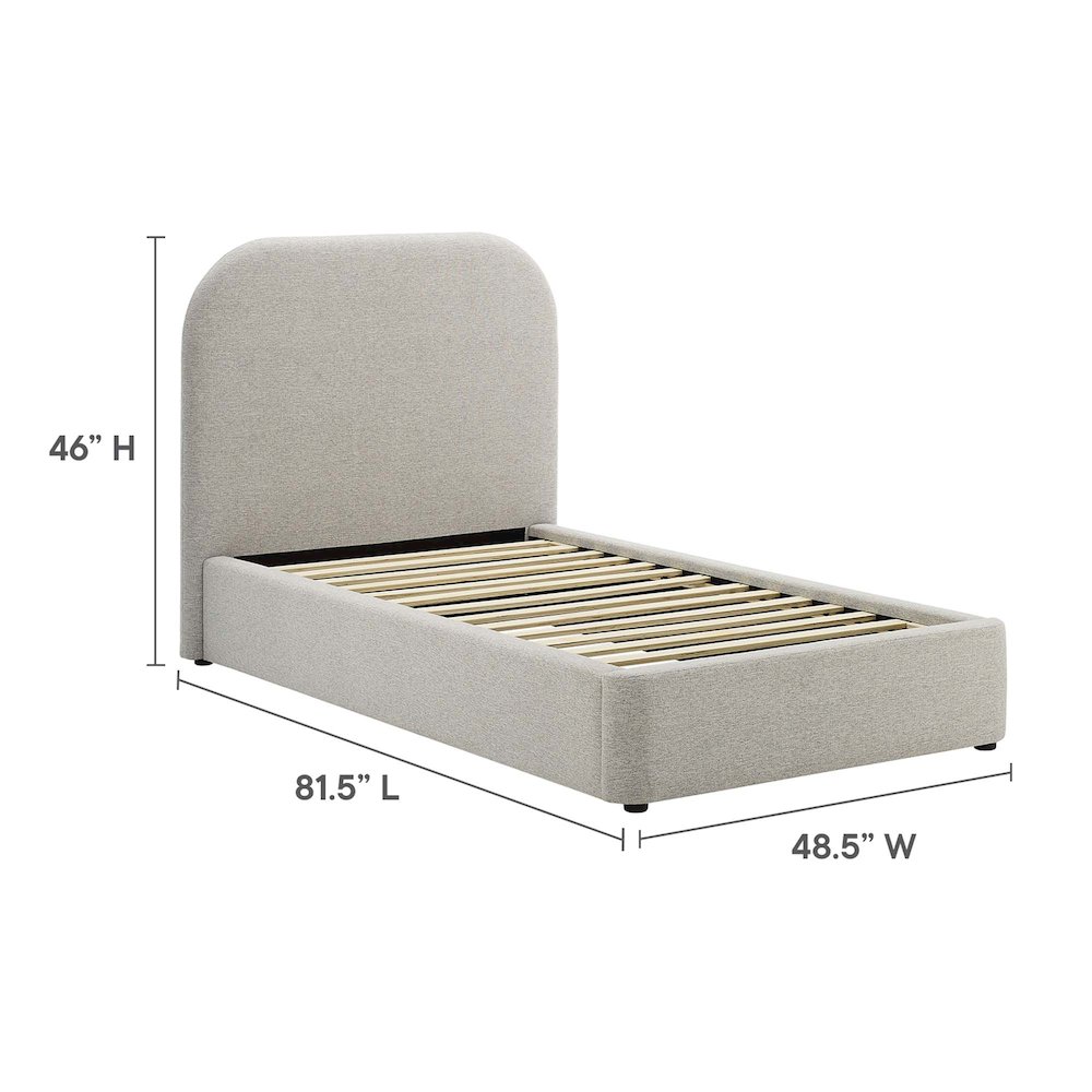 Keynote Upholstered Fabric Curved Twin Platform Bed. Picture 2