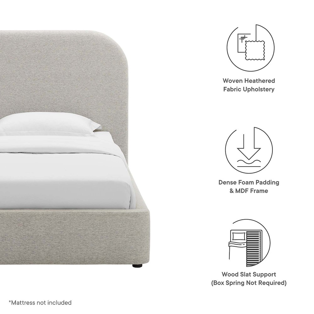 Keynote Upholstered Fabric Curved Twin Platform Bed. Picture 3