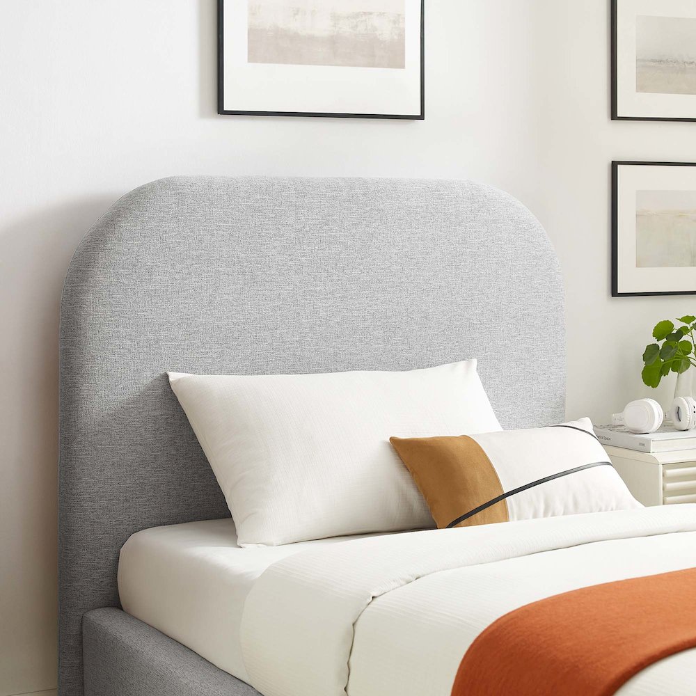 Keynote Upholstered Fabric Curved Twin Platform Bed. Picture 9