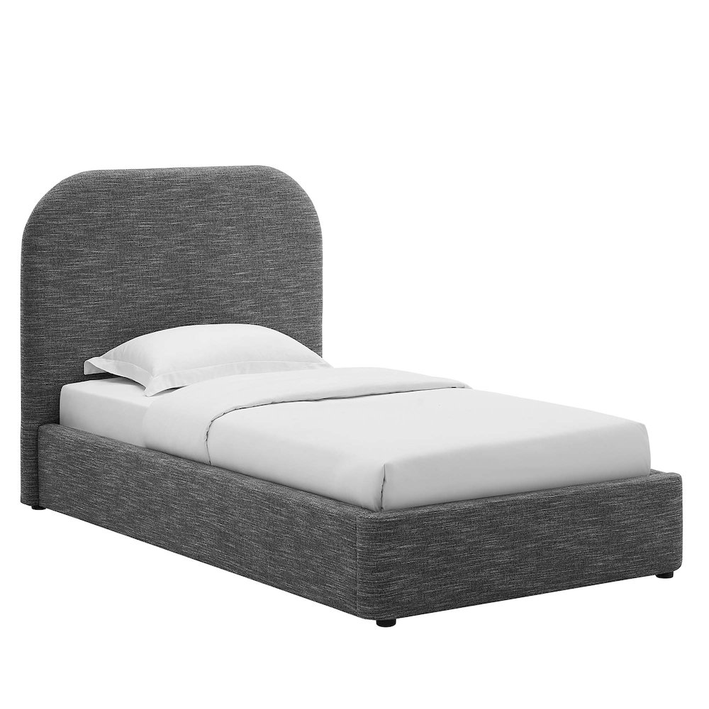 Keynote Upholstered Fabric Curved Twin Platform Bed. Picture 1