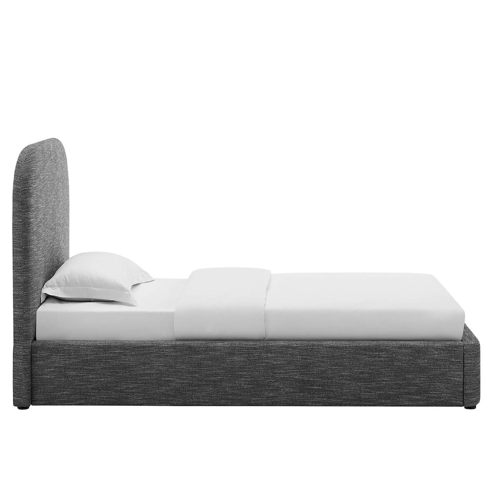 Keynote Upholstered Fabric Curved Twin Platform Bed. Picture 5