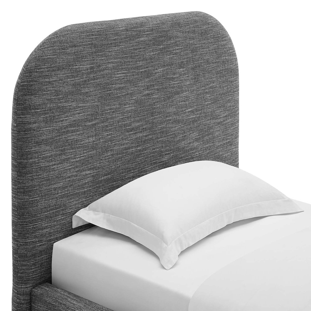 Keynote Upholstered Fabric Curved Twin Platform Bed. Picture 7