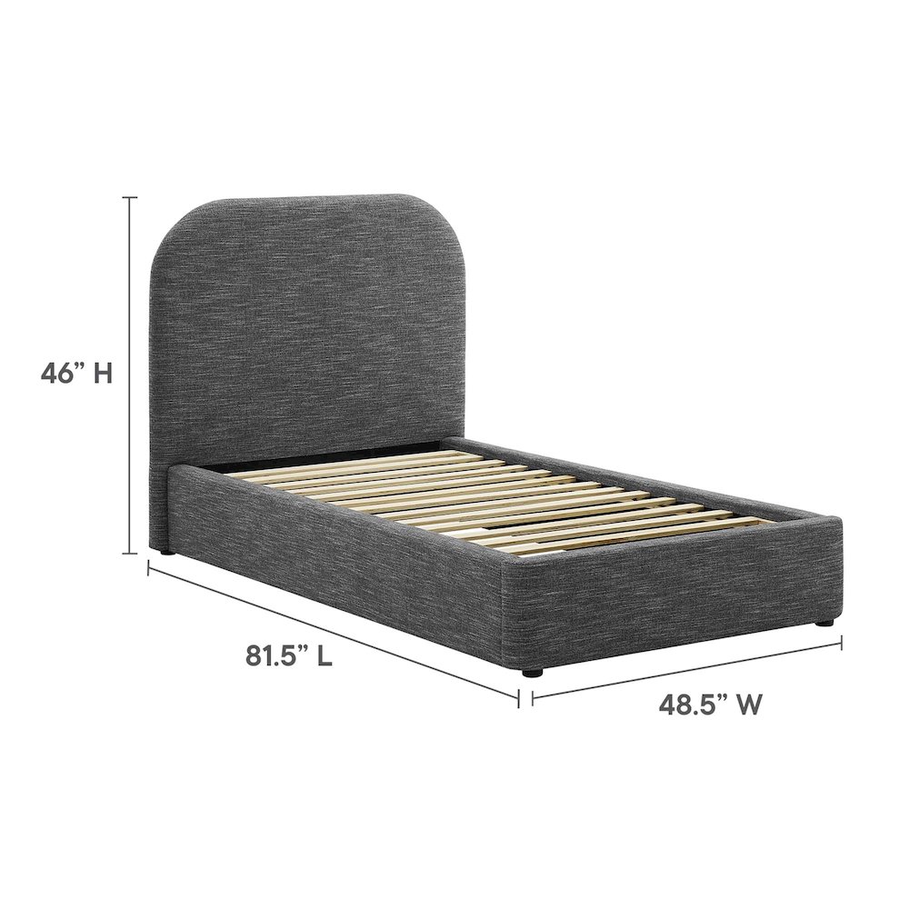 Keynote Upholstered Fabric Curved Twin Platform Bed. Picture 2
