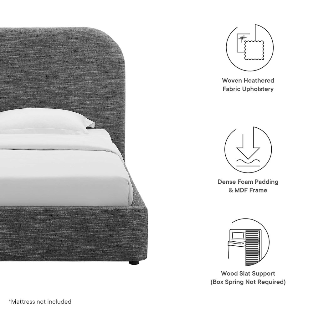Keynote Upholstered Fabric Curved Twin Platform Bed. Picture 3