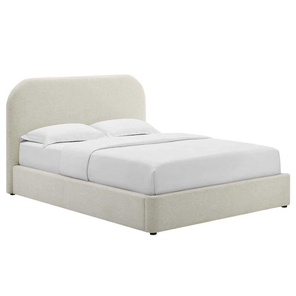 Keynote Upholstered Fabric Curved Full Platform Bed. Picture 1