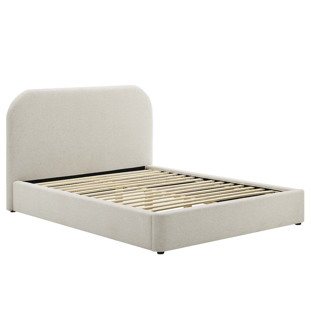 Keynote Upholstered Fabric Curved Full Platform Bed. Picture 4