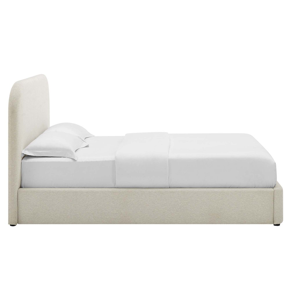 Keynote Upholstered Fabric Curved Full Platform Bed. Picture 5
