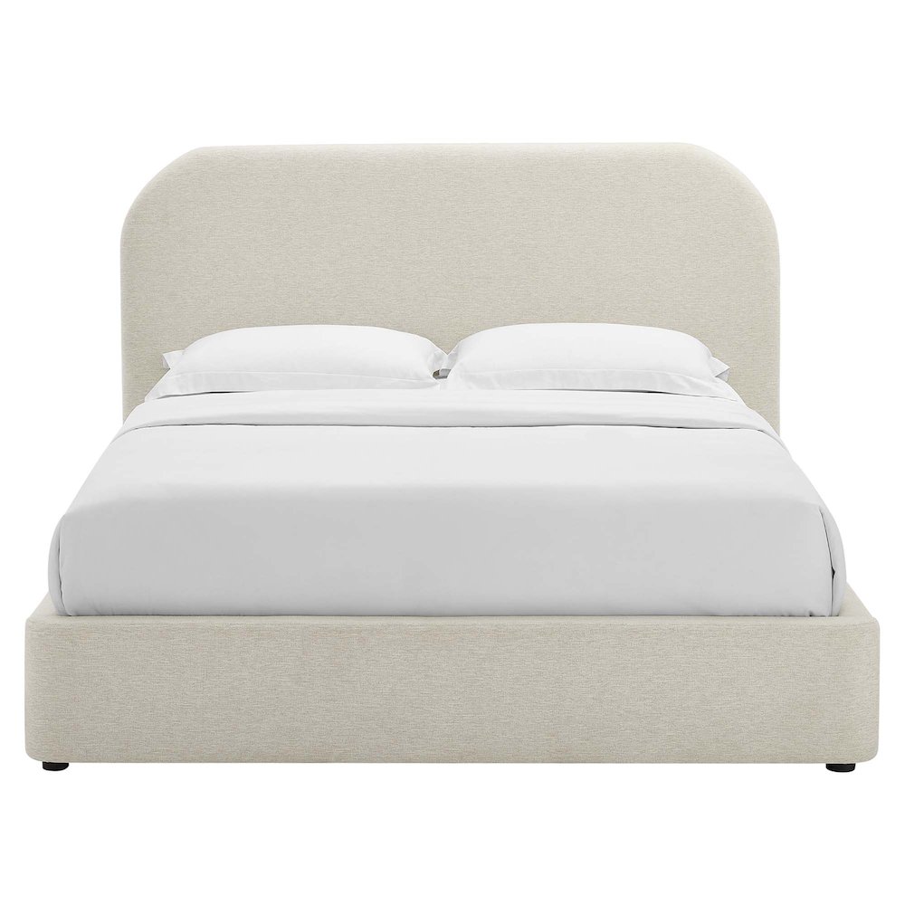 Keynote Upholstered Fabric Curved Full Platform Bed. Picture 6