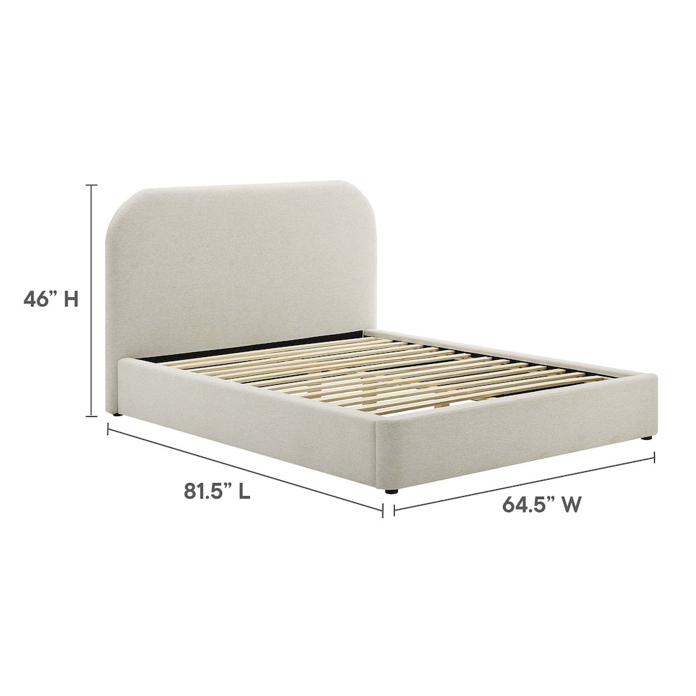 Keynote Upholstered Fabric Curved Full Platform Bed. Picture 2