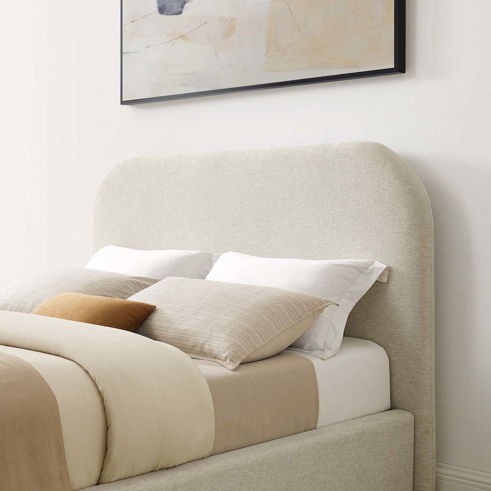 Keynote Upholstered Fabric Curved Full Platform Bed. Picture 9