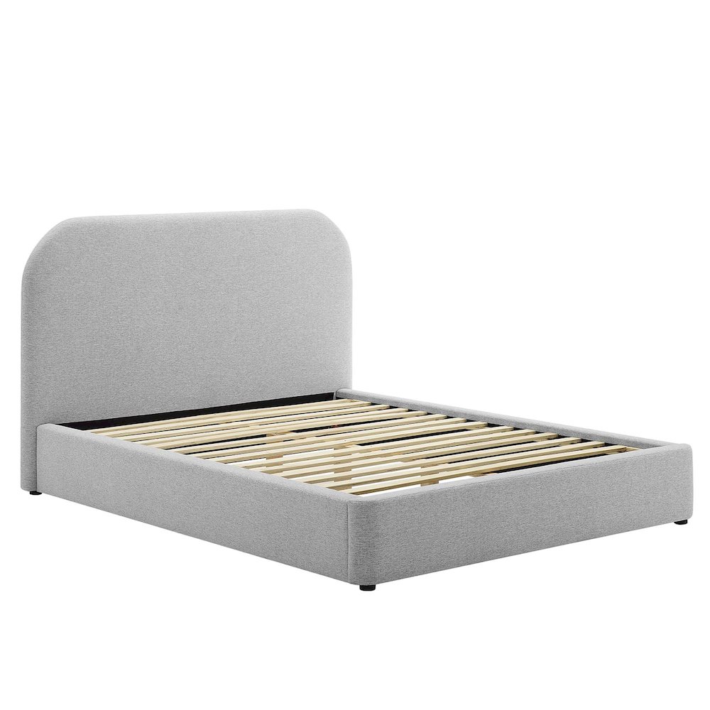 Keynote Upholstered Fabric Curved Full Platform Bed. Picture 4