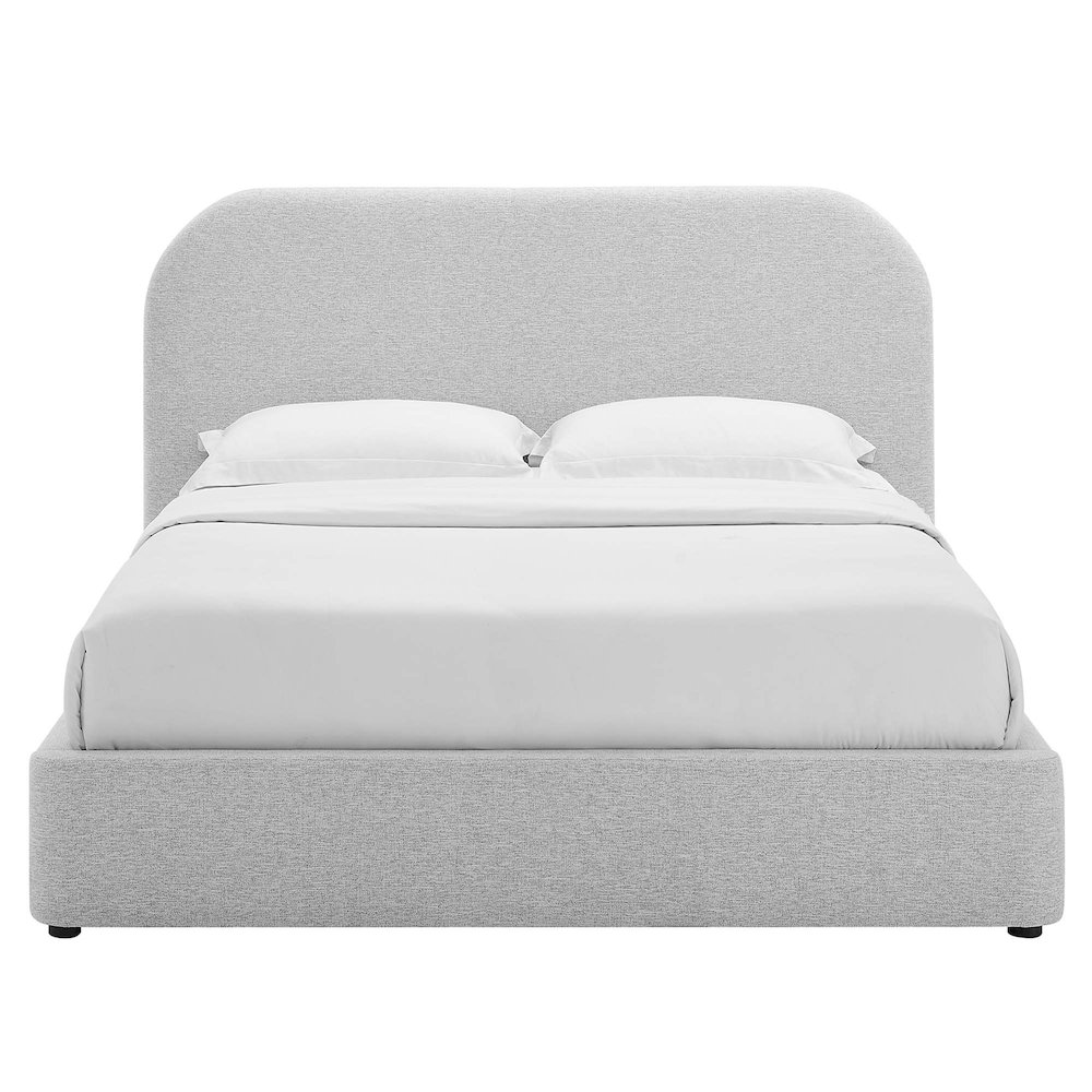 Keynote Upholstered Fabric Curved Full Platform Bed. Picture 6