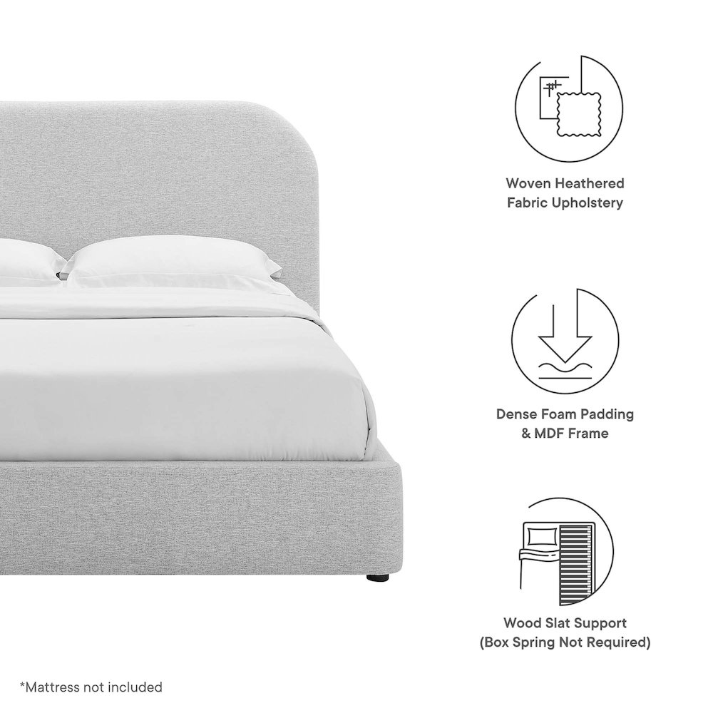 Keynote Upholstered Fabric Curved Full Platform Bed. Picture 3