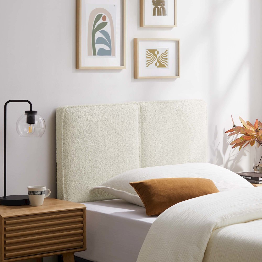 Lindee Boucle Fabric Twin Headboard. Picture 7