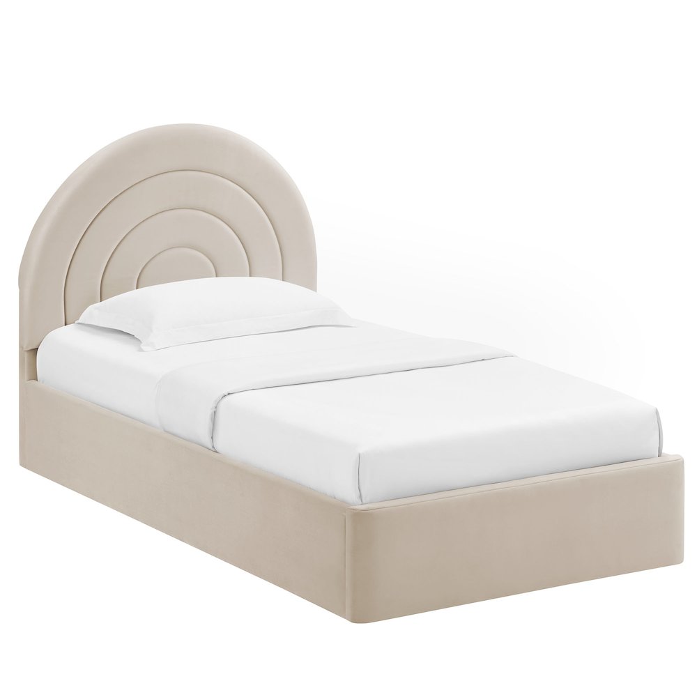 Solana Arched Performance Velvet Twin Platform Bed. Picture 1