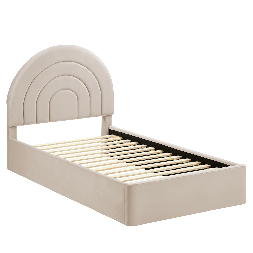 Solana Arched Performance Velvet Twin Platform Bed. Picture 4