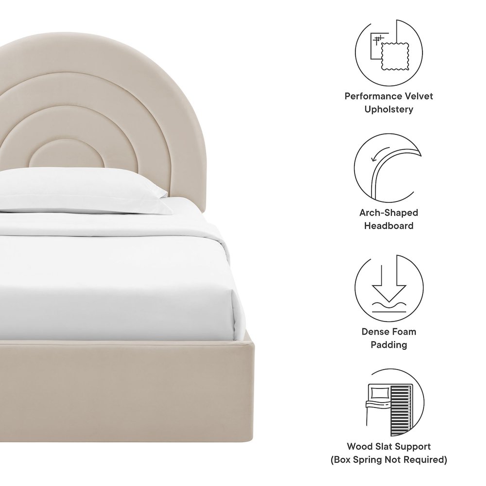 Solana Arched Performance Velvet Twin Platform Bed. Picture 3