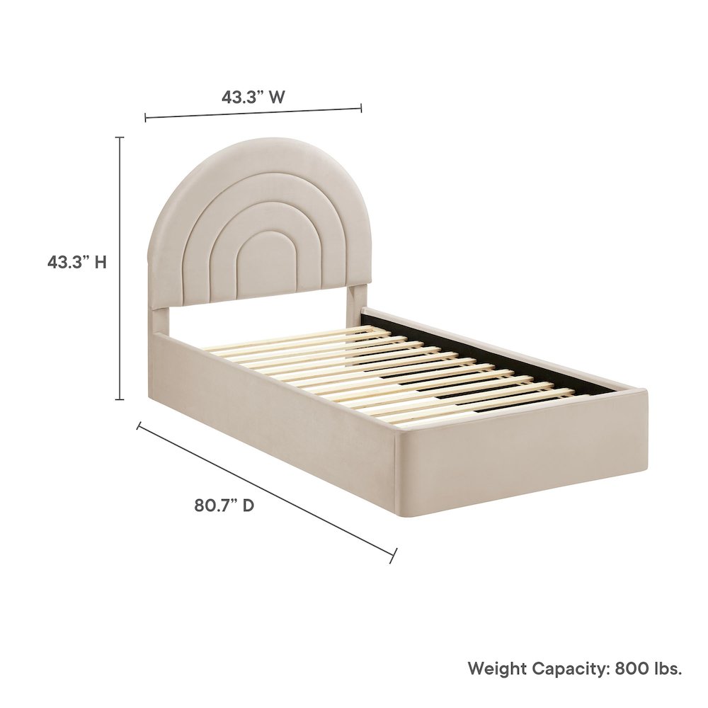 Solana Arched Performance Velvet Twin Platform Bed. Picture 2