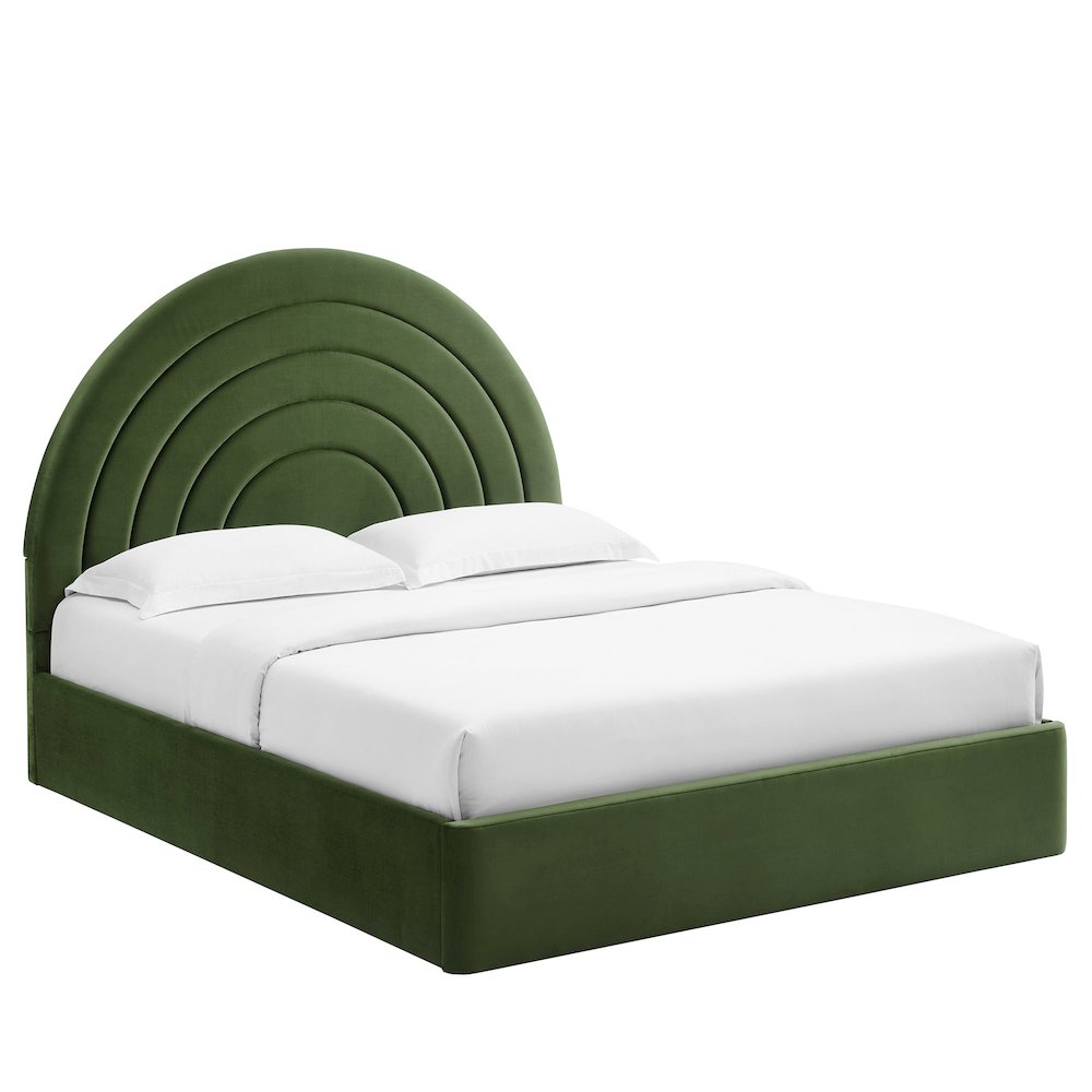 Solana Arched Performance Velvet King Platform Bed. Picture 1