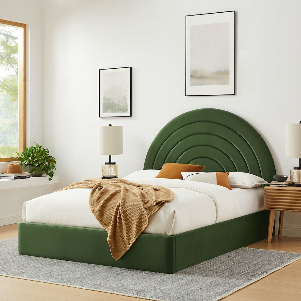 Solana Arched Performance Velvet King Platform Bed. Picture 8